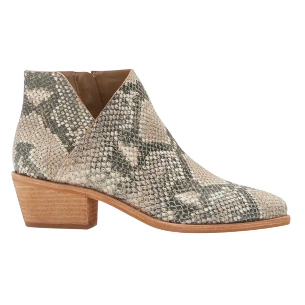 Vince Camuto Snake Print Leather Ankle Bootie Natural Tan Women‎ 10M Boho $150